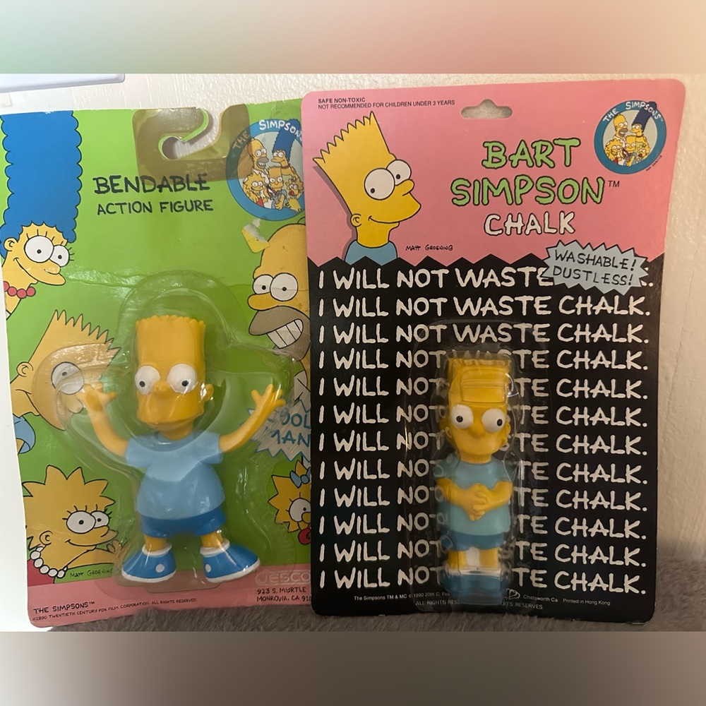 1990s Bart Simpson Chalk And Bendable Action Figure New In Package